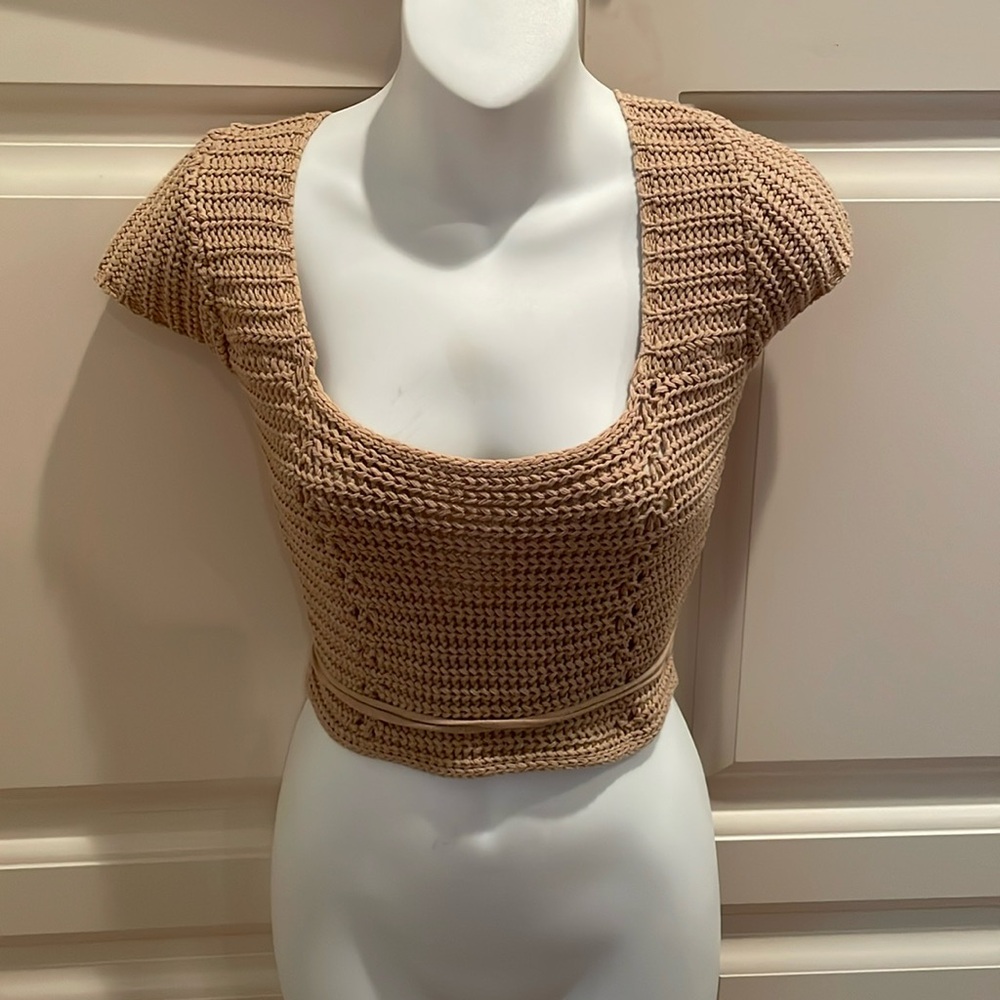 Anna Rae lace up back sweater sz xs